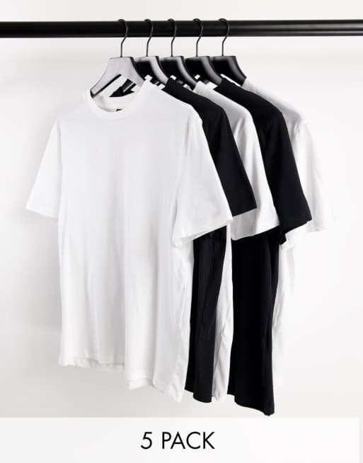 ASOS DESIGN - Confezione da 5 T-shirt girocollo in colorazioni multiple