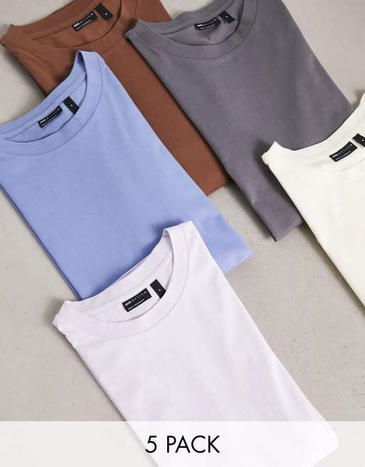 ASOS DESIGN - Confezione da 5 T-shirt oversize girocollo in colorazioni multiple
