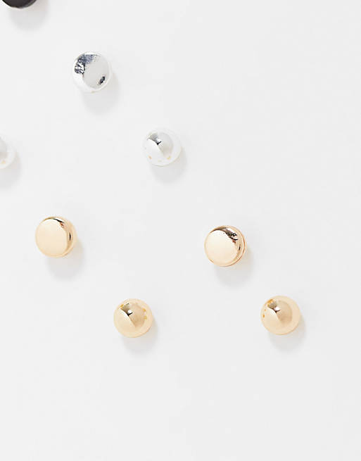 oro e neri Asos Uomo Accessori Gioielli Orecchini Confezione da 6 paia di orecchini a sfera e a bottone argento 