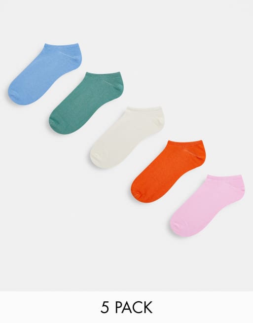 ASOS DESIGN - Confezione da cinque paia di calzini sportivi colori pastello