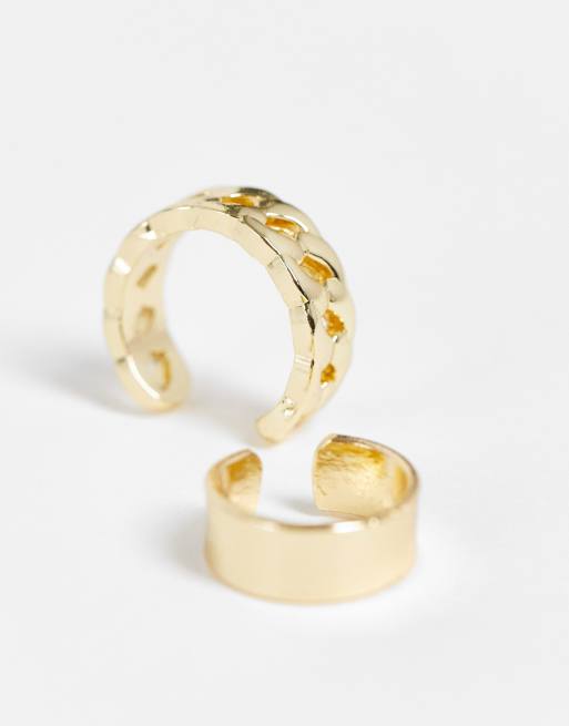 ASOS DESIGN - Confezione da due orecchini ear cuff color oro