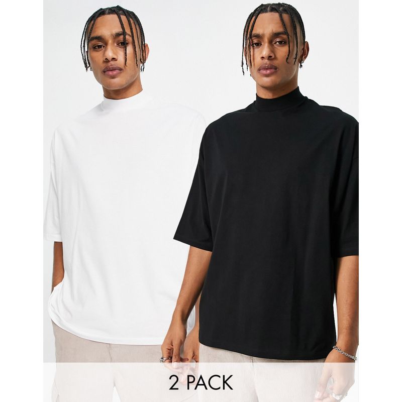 Confezioni multipack GzQ99 DESIGN - Confezione da due t-shirt con collo a lupetto oversize in multicolore