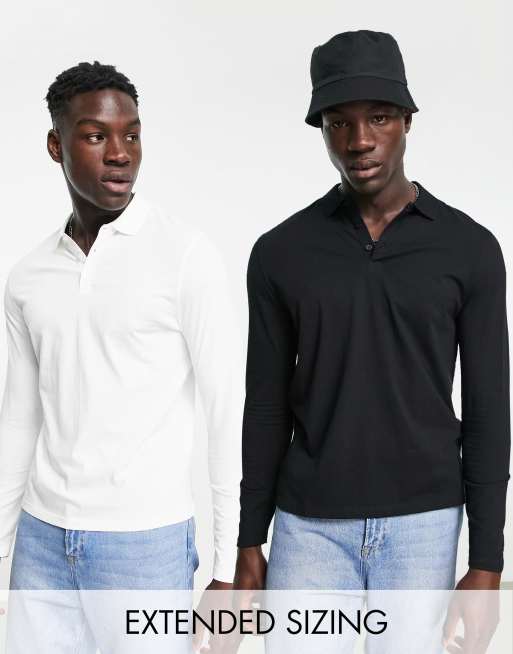 ASOS DESIGN - Confezione multipack da 2 polo a maniche lunghe multicolore