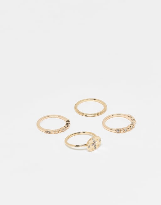 ASOS DESIGN - Confezione multipack di anelli misti color oro