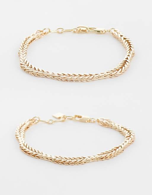 ASOS DESIGN - Confezione multipack di bracciali a catenina spessa color oro
