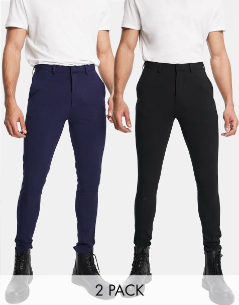 ASOS DESIGN - Confezione multipack di pantaloni eleganti super skinny nero e blu navy - view 1