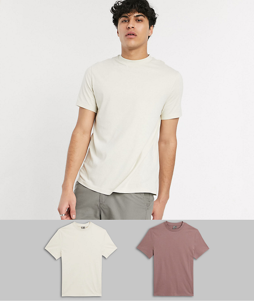 ASOS DESIGN - Confezione risparmio da 2 T-shirt in tessuto organico-Multicolore