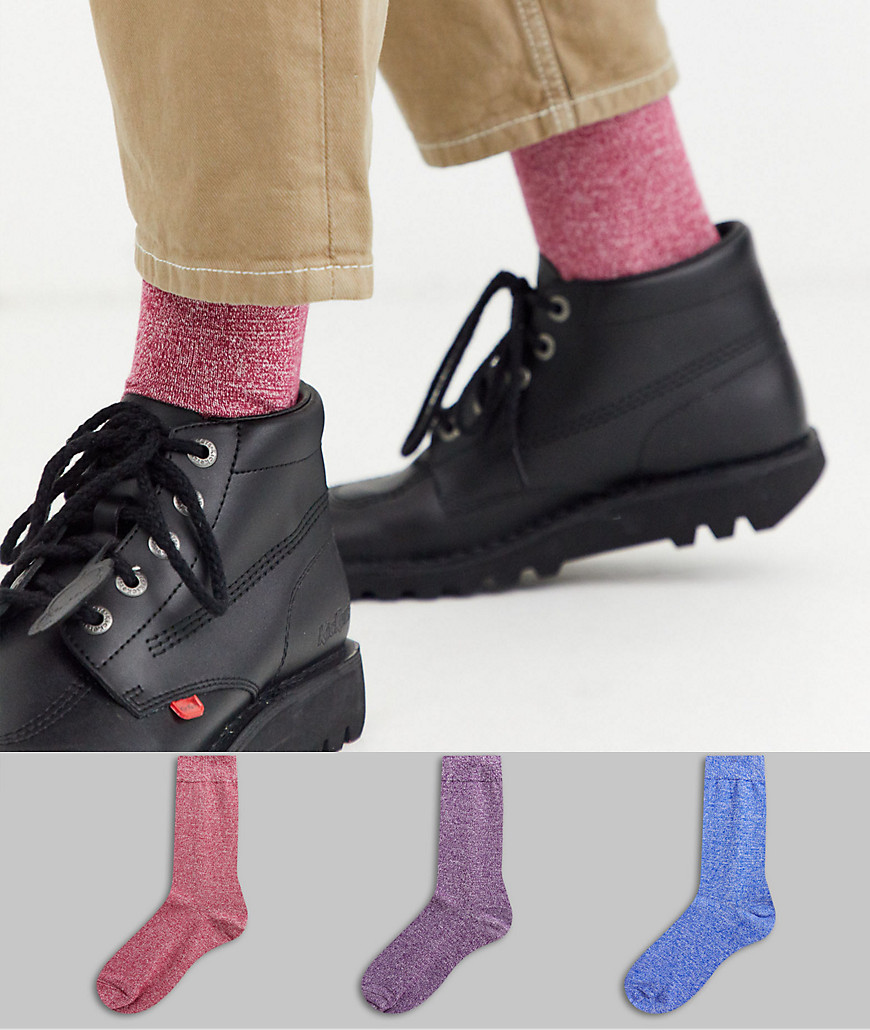 ASOS DESIGN - Confezione risparmio da 3 paia di calzini alla caviglia mélange-Multicolore