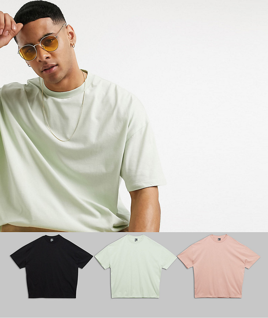 ASOS DESIGN - Confezione risparmio da 3 T-shirt oversize-Multicolore