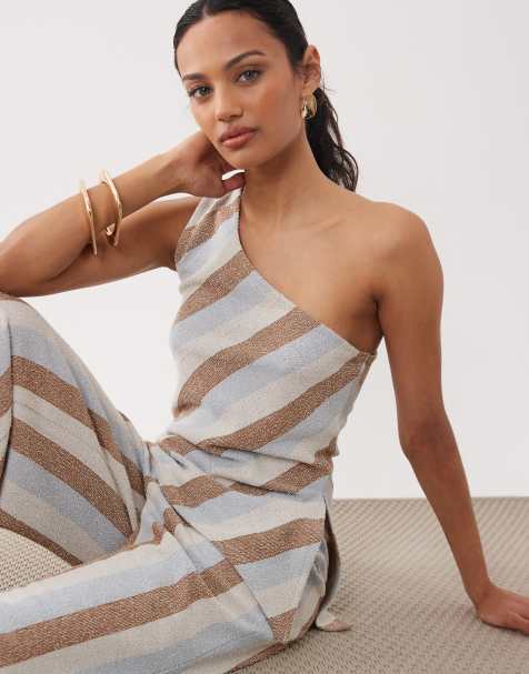 ASOS DESIGN - Conjunto a rayas de top asimétrico - view 1
