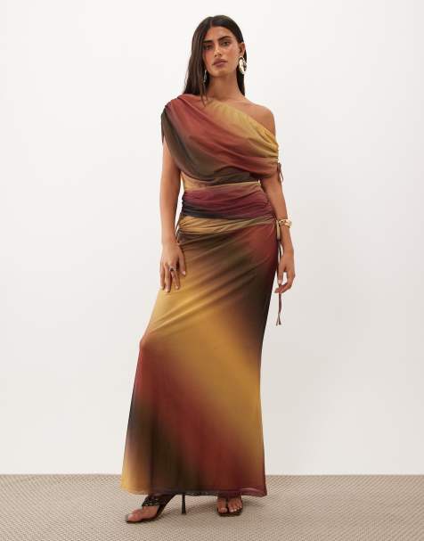 ASOS DESIGN - Conjunto a rayas degradadas de falda larga y top - view 1