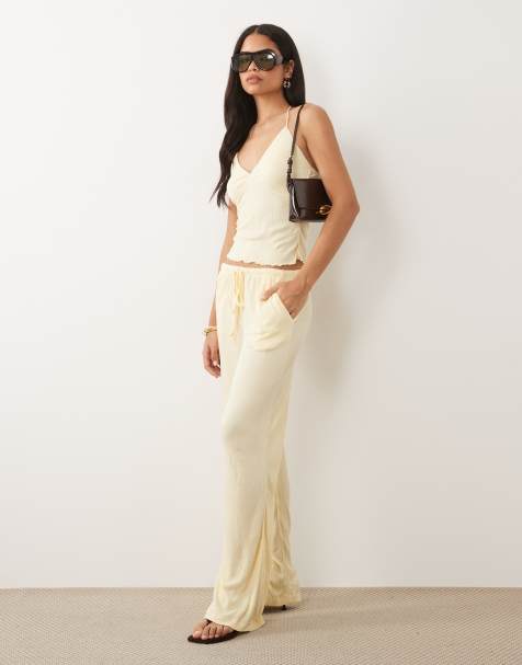 ASOS DESIGN - Conjunto amarillo pastel de tejido efecto rugoso - view 1