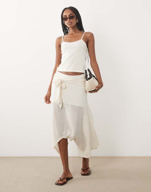 ASOS DESIGN - Conjunto color crema de top de tirantes de croché de punto liso, 2 de 4