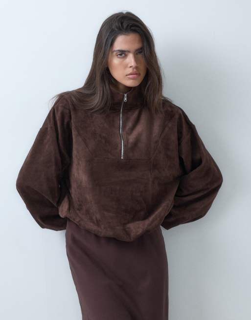 ASOS DESIGN - Conjunto marrón chocolate de antelina, 2 de 3