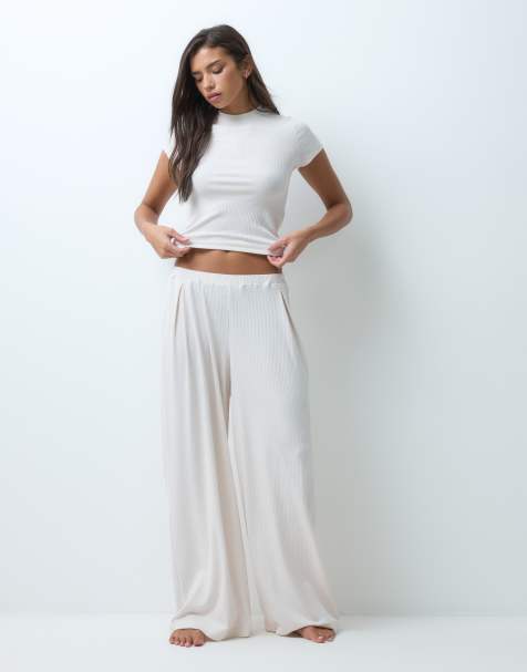 ASOS DESIGN - Conjunto de estar por casa color crema de canalé - view 1