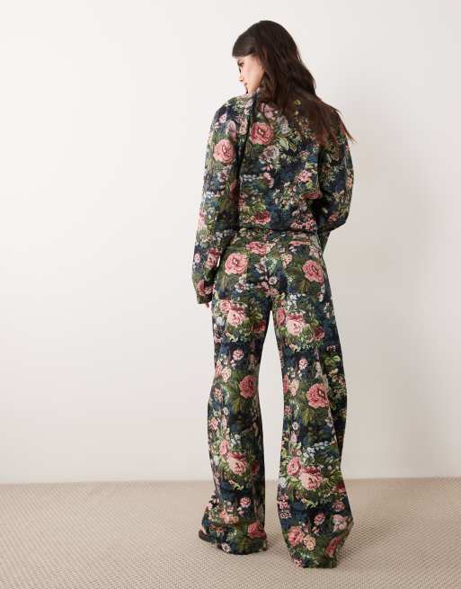 ASOS DESIGN - conjunto de pantalón barrel con lazo y estampado de tapicería floral, 5 de 5