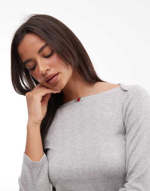 ASOS DESIGN - conjunto de pijama pointelle en gris, 2 de 4