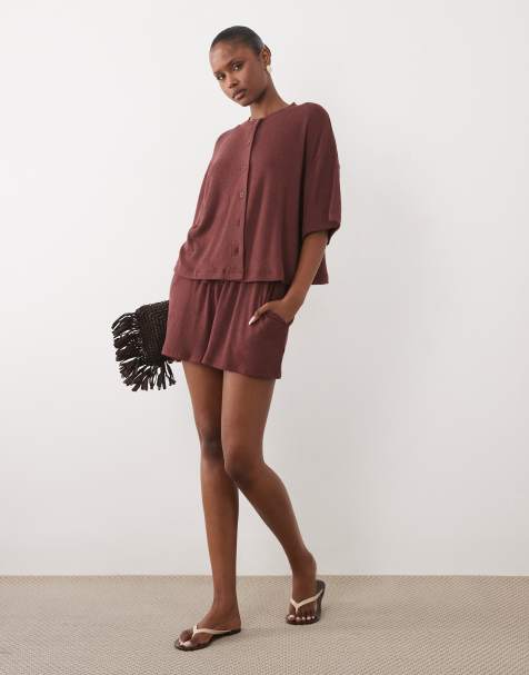 ASOS DESIGN - Conjunto marrón chocolate de punto texturizado - view 1