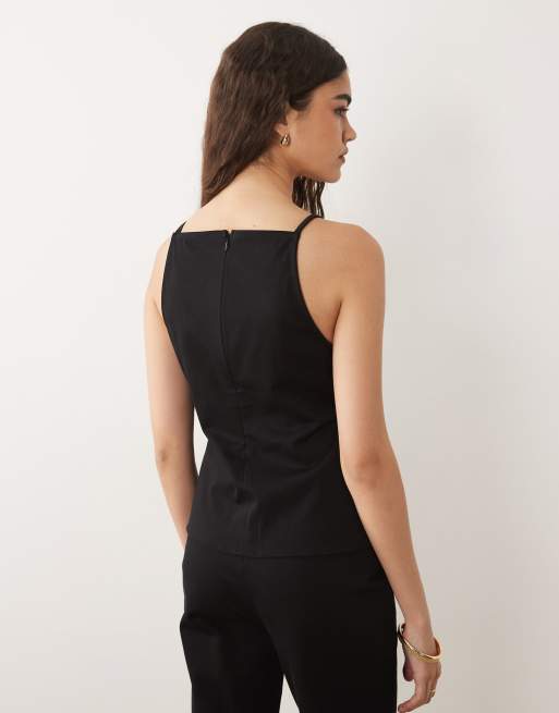 ASOS DESIGN - Conjunto negro de top con cuello barco halter, 4 de 4