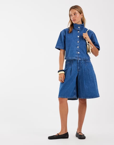 ASOS DESIGN - Conjunto vaquero de top con cuello alzado - view 1