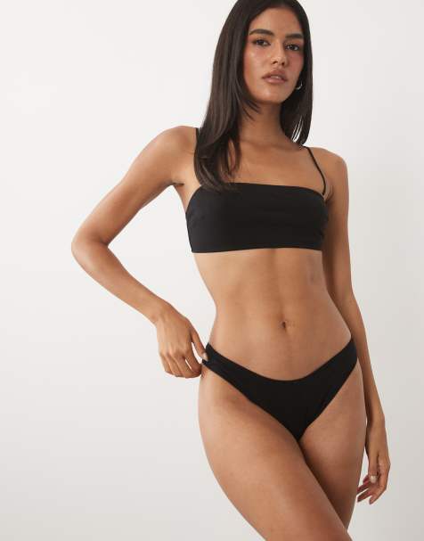 ASOS DESIGN - Connie - Slip brasiliano in cotone nero sgambato - view 1