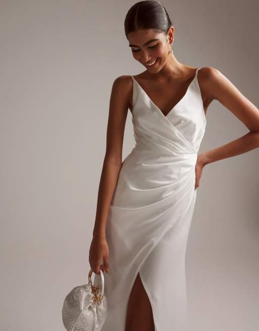 Asos white satin dress online