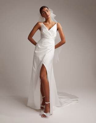 Satin Wrap Wedding Dress