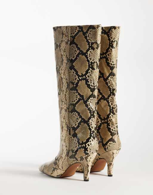 ASOS DESIGN Contessa bottes genou à talon cône effet serpent, 2 de 4