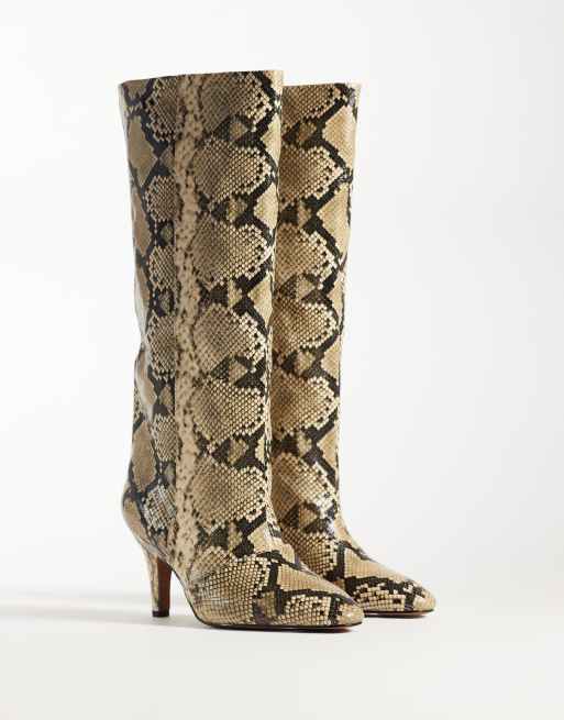 ASOS DESIGN Contessa bottes genou à talon cône effet serpent, 4 de 4
