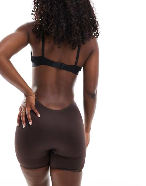 ASOS DESIGN Contouring medium control low back short with mesh in brown, 3 of 4