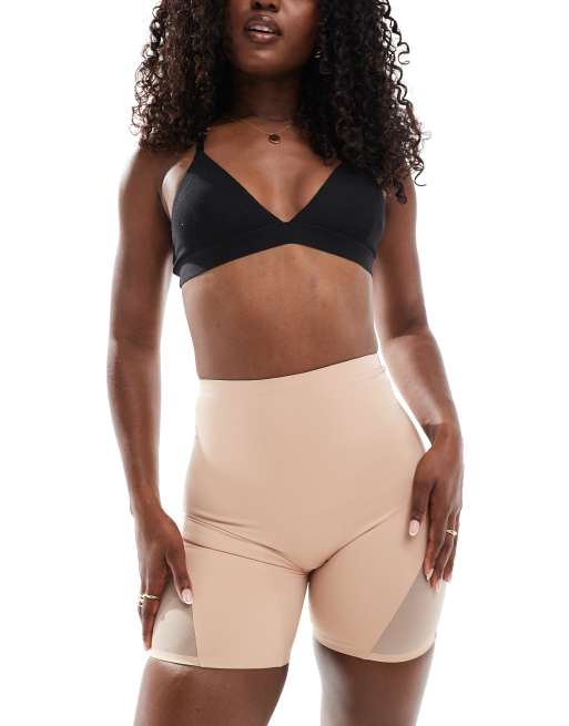ASOS DESIGN Contouring medium control low back shorts with mesh in beige, 2 of 4