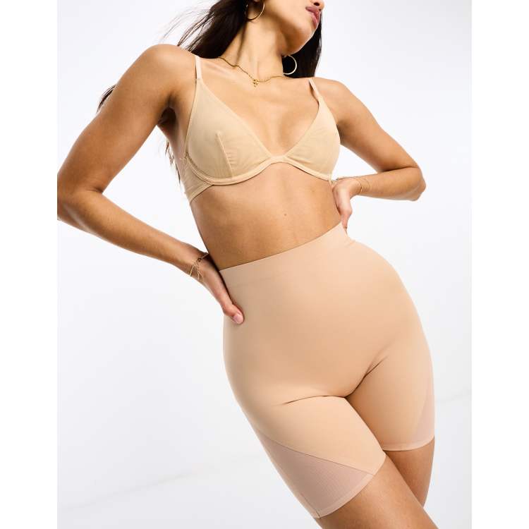 ASOS DESIGN Contouring medium control short with mesh in beige