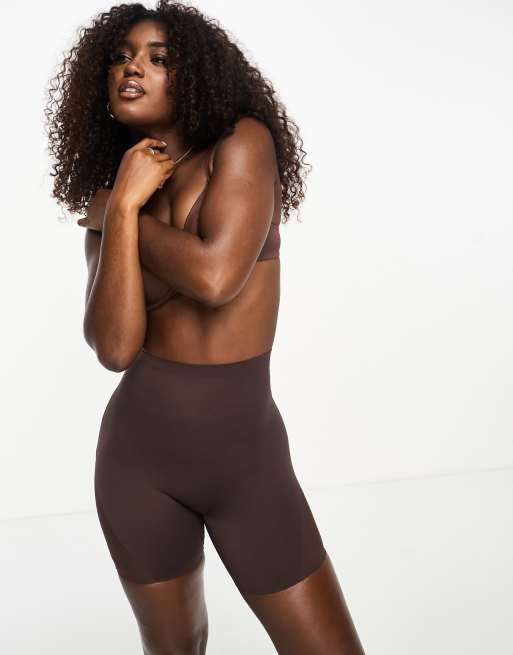 ASOS DESIGN Contouring medium control short with mesh in brown