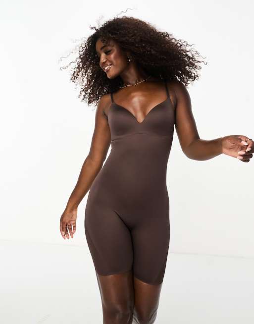 Plus Brown Shapewear Unitard