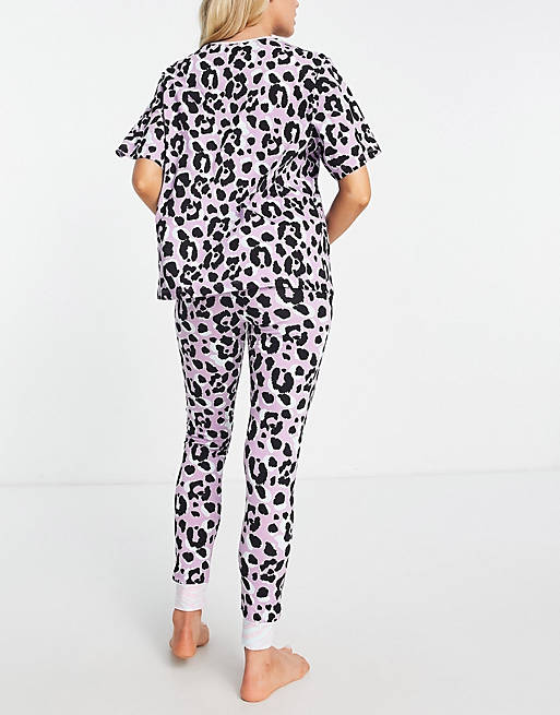 ASOS Oversized Animal Tee & legging Jersey Pyjama Set in Purple Womens Clothing Nightwear and sleepwear Pyjamas 