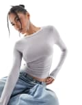 [ASOS DESIGN] ASOS DESIGN contrast base layer long sleeve top in grey M Grey
