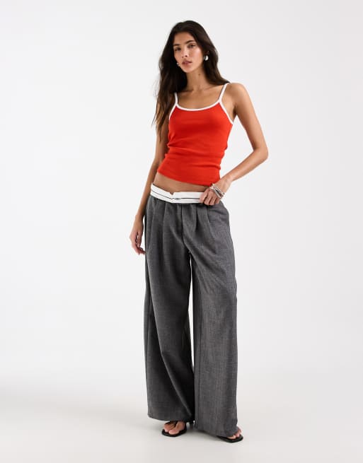 ASOS DESIGN contrast binding scoop detail tank top in red, 3 of 4