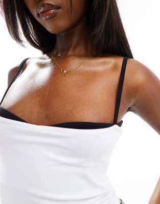 Asos Design Contrast Bust Cami Top In White