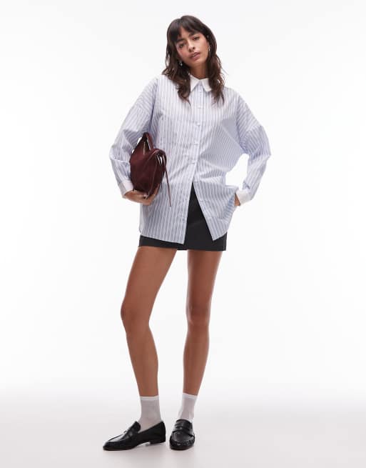 ASOS DESIGN contrast collar and cuffs oversized shirt, 3 of 4