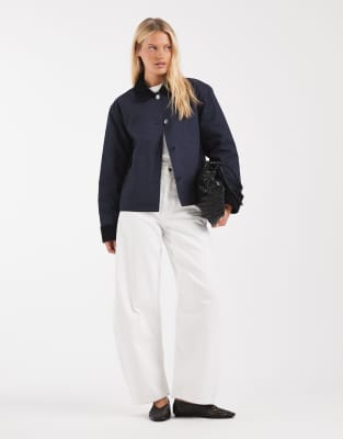 Asos Design Contrast Corduroy Field Jacket In Blue