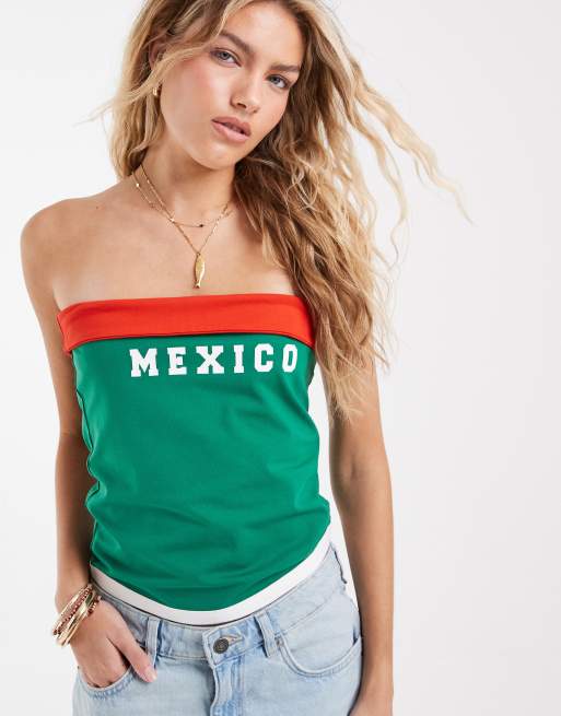 ASOS DESIGN contrast detail bandeau with Mexico graphic in red and green, 4 of 4