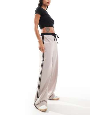 Asos Design Contrast Panel Pants In Tan-neutral
