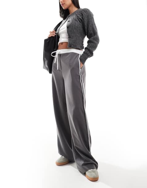ASOS DESIGN contrast panel trouser in grey - view 1