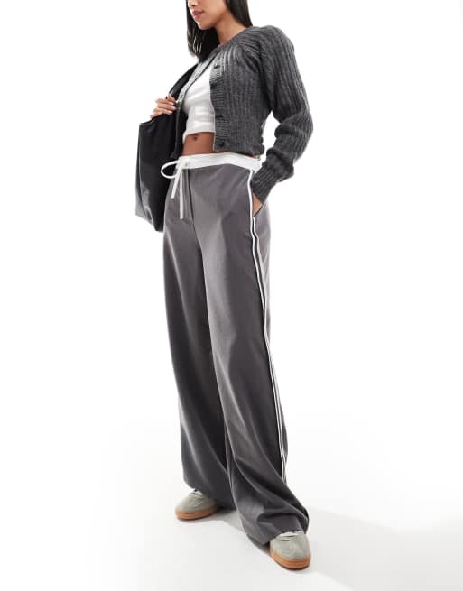 ASOS DESIGN contrast panel trouser in grey