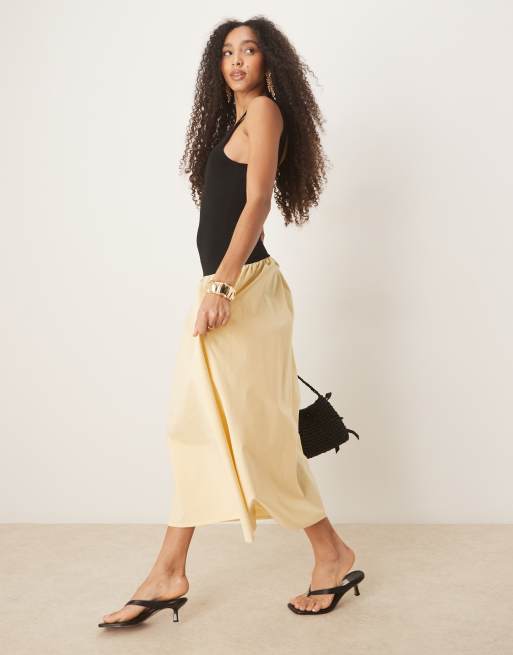 ASOS DESIGN contrast poplin mix square neck maxi dress in buttermilk, 2 of 4