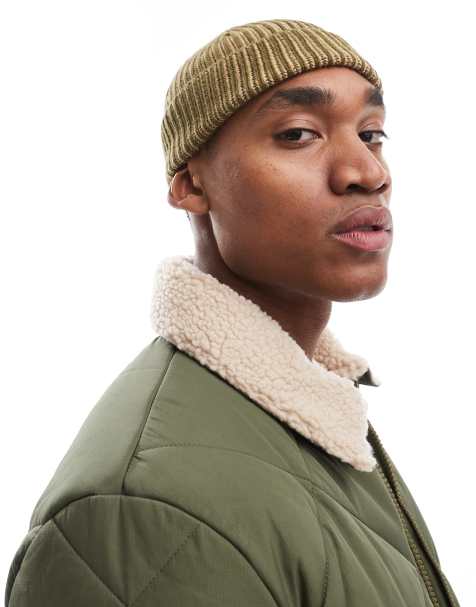 ASOS DESIGN contrast rib beanie in green - view 1