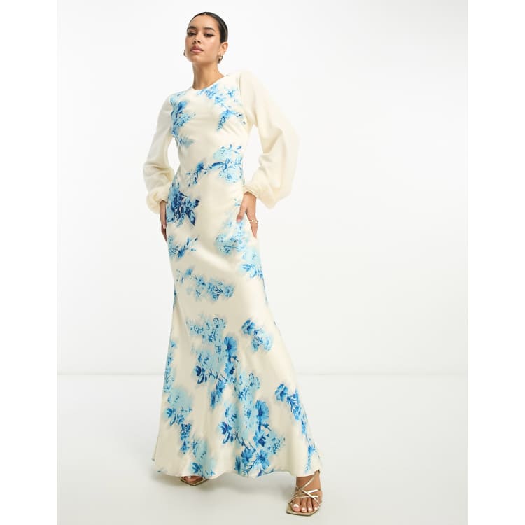 Asos white floral outlet maxi dress