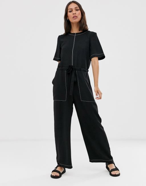 Black best sale tshirt jumpsuit