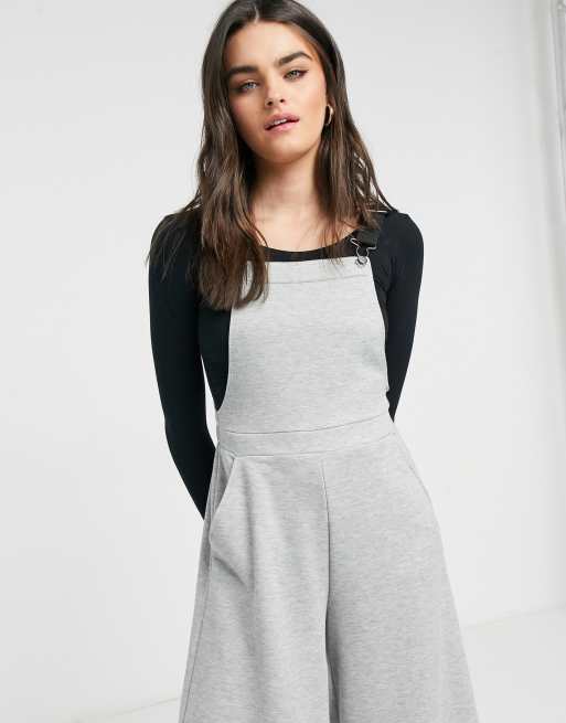 ASOS DESIGN contrast strap sweatshirt overalls in gray, 3 of 4