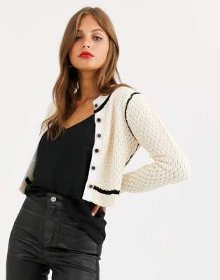 contrast trim cardigan